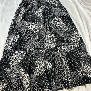 Women’s Vintage Black and White Patchwork Skirt L 14/16 Premier International